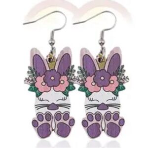 Cute Bunny Earrings with Floral Design